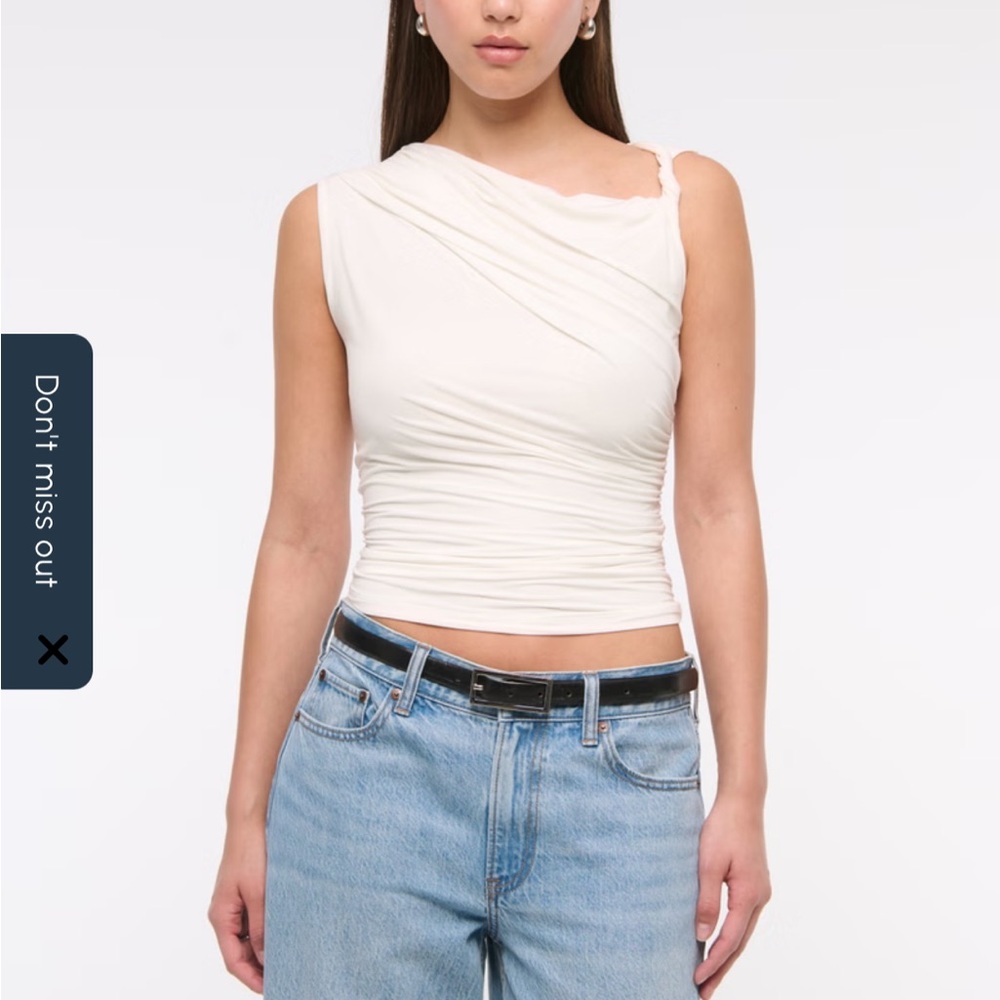Abercrombie & Fitch Cream Ruched Tank Top